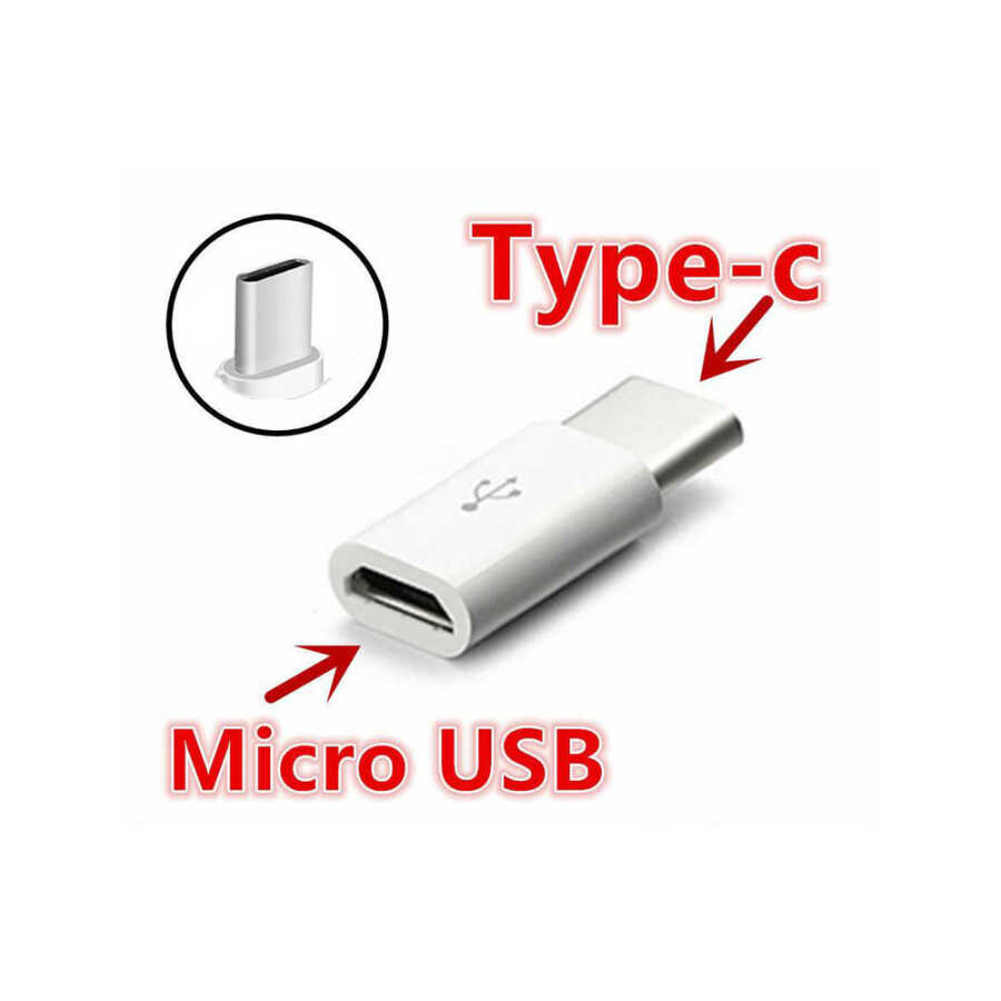 Micro Usb Type C Çevirici Type-C Dönüştürücü - Beyaz