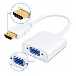 Hdmi Vga Kablo Dönüştürücü Adaptör Beyaz - HDMI to VGA - Ses Aktarmaz - AG6200 Cipli