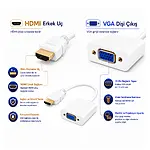 Hdmi Vga Kablo Dönüştürücü Adaptör Beyaz - HDMI to VGA - Ses Aktarmaz - AG6200 Cipli