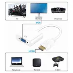 Hdmi Vga Kablo Dönüştürücü Adaptör Beyaz - HDMI to VGA - Ses Aktarmaz - AG6200 Cipli