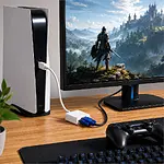 Hdmi Vga Kablo Dönüştürücü Adaptör Beyaz - HDMI to VGA - Ses Aktarmaz - AG6200 Cipli