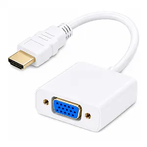 Hdmi Vga Kablo Dönüştürücü Adaptör Beyaz - HDMI to VGA - Ses Aktarmaz - AG6200 Cipli