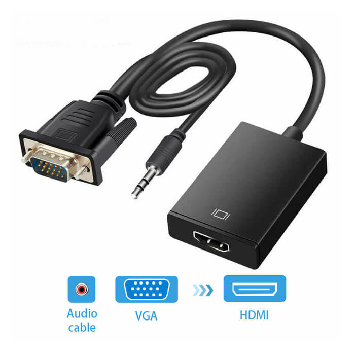 Vga Hdmi Çevirici Dönüştürücü Kablo Ses Destekli Vga To Hdmi