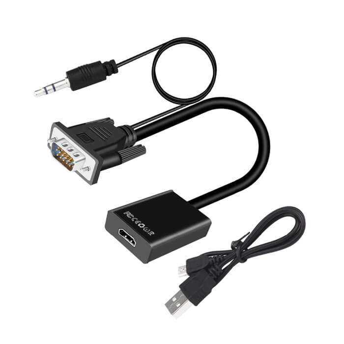 Vga Hdmi Çevirici Dönüştürücü Kablo Ses Destekli Vga To Hdmi