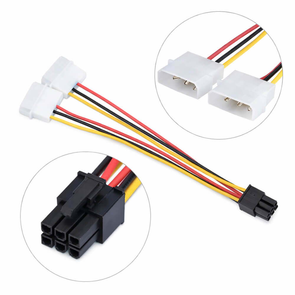 6 Pin Ekran Kartı Power Güç Kablosu PCI-EX Molex 4 Pin